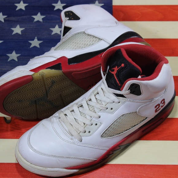 Nike Jordan V 5 Fire Red White [136027-120] sz 11 - Picture 7 of 8